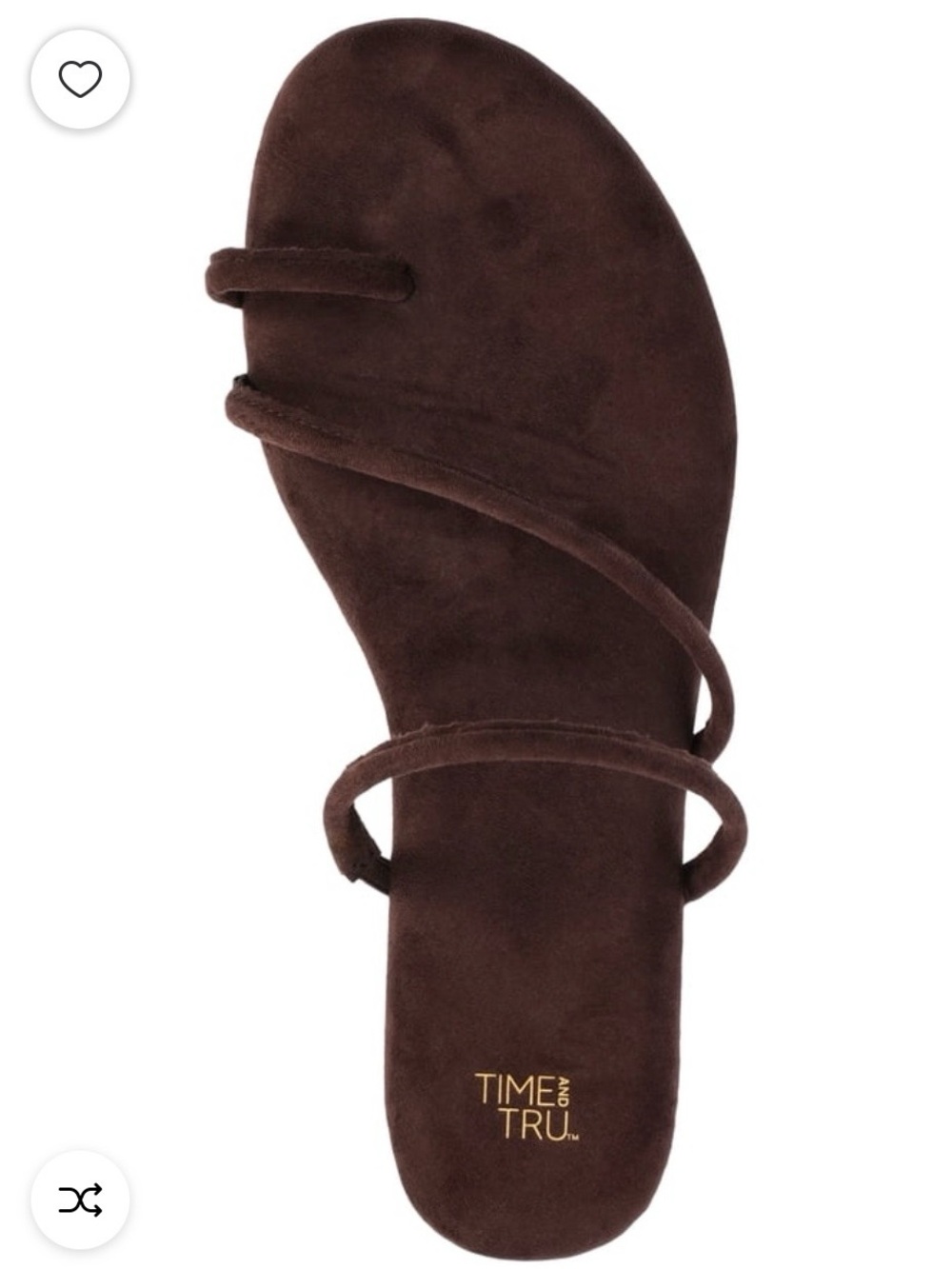 Time and Tru Dark Brown Suede Strappy Flat Sandal